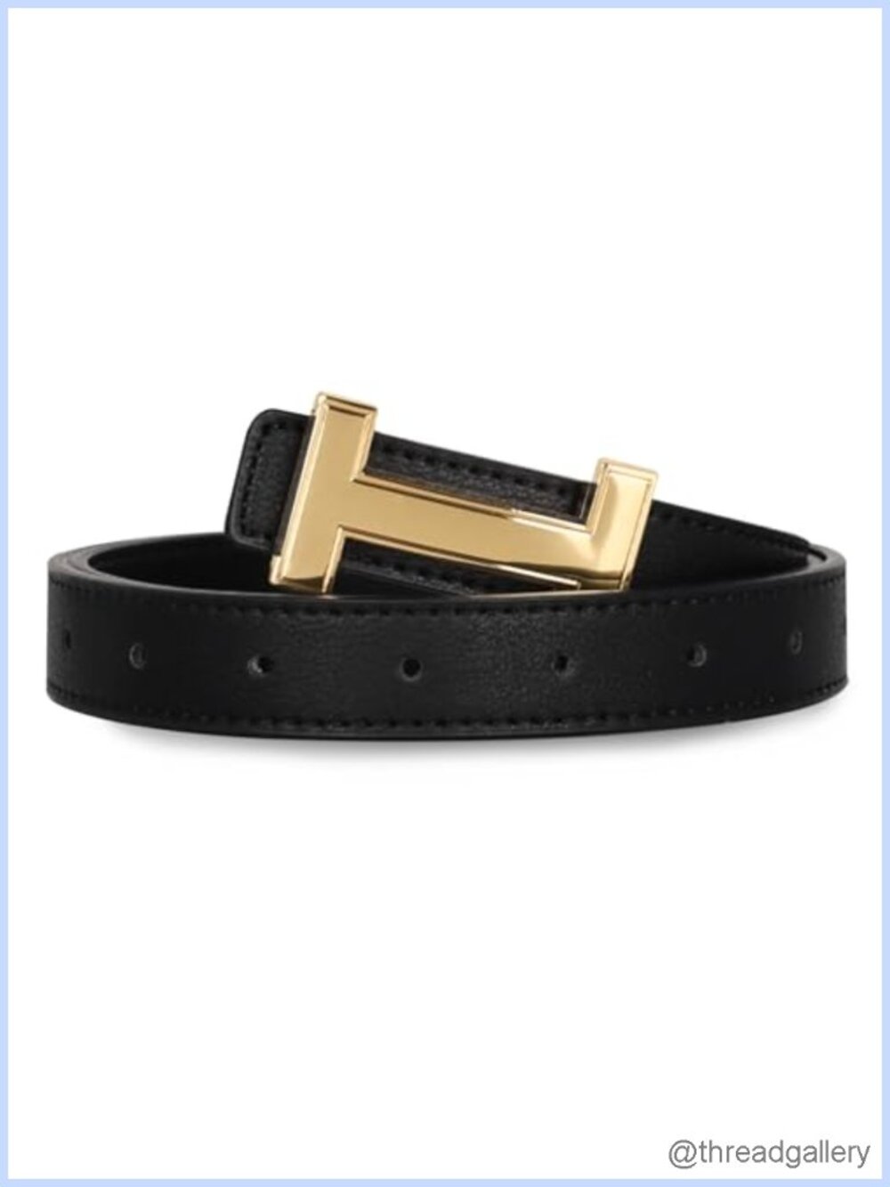 Women's Leather Belt with Gold Buckle Elegant Waist Band Accessory